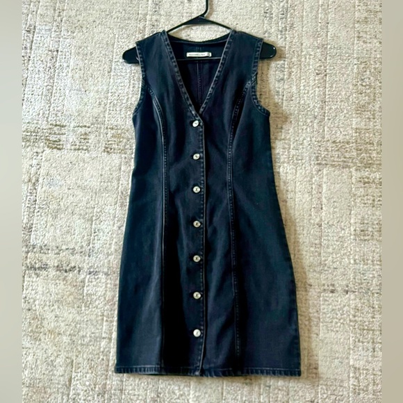 Abercrombie & Fitch Dresses & Skirts - Abercrombie & Fitch Black Denim Button-Down Midi Dress